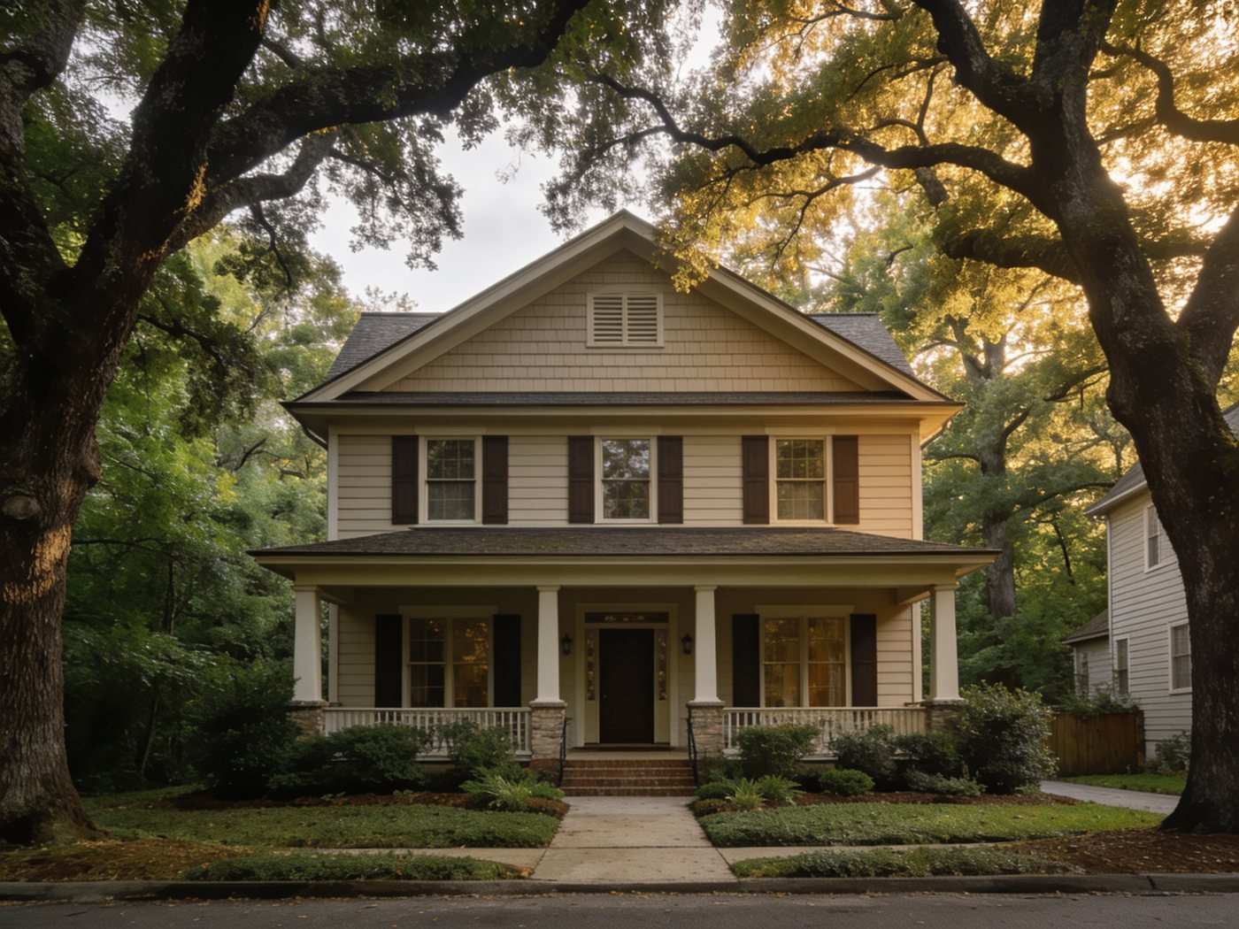 A craftsman home on a tree-lined Carolina street